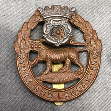 Load image into Gallery viewer, Original WW2 British Army York and Lancaster Regiment Cap Badge - The Militaria Shop