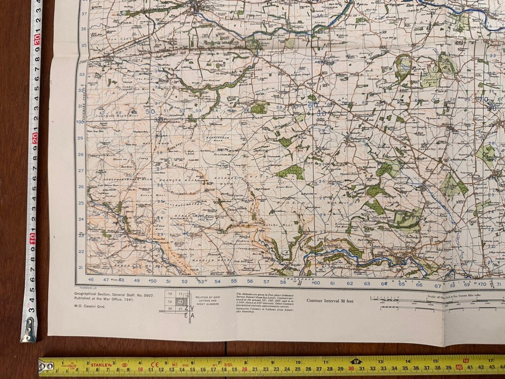 Original WW2 British Army GSGS OS Map of England - Darlington - The Militaria Shop