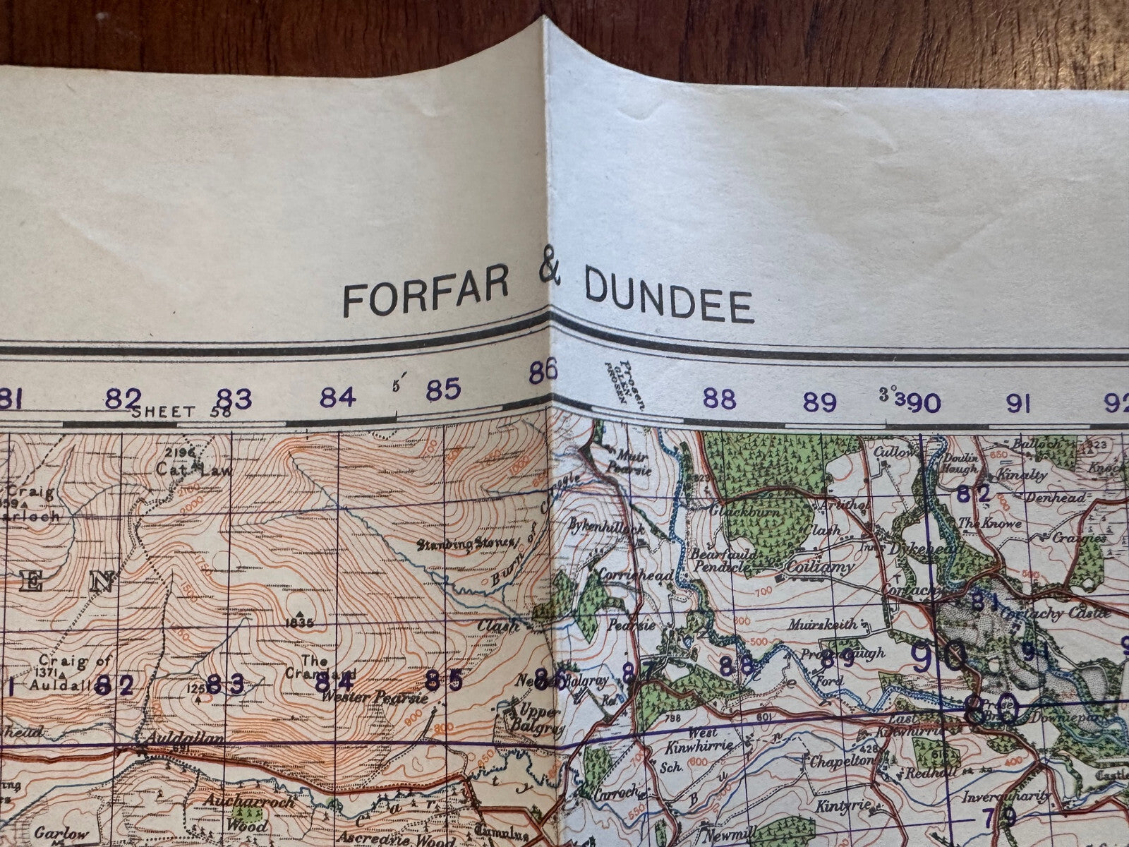 Original WW2 British Army GSGS Map of Scotland - Forfar & Dundee - The Militaria Shop