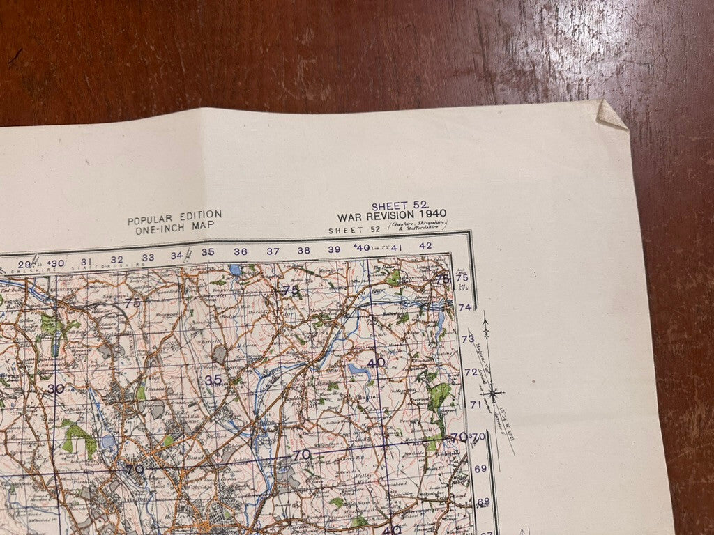 Original WW2 British Army GSGS OS Map of Great Britain - Stoke on Trent - The Militaria Shop