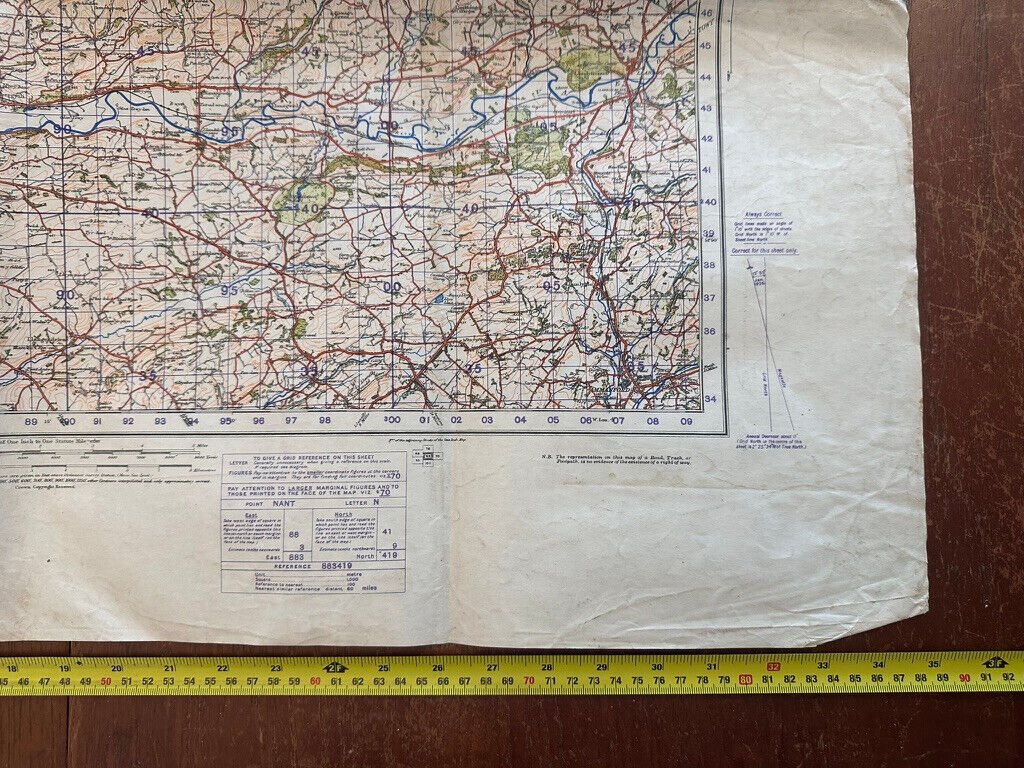 Original WW2 British Army OS Map of Great Britain - Carmarthen - The Militaria Shop