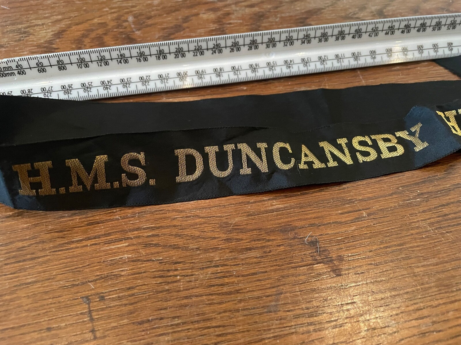 Genuine British Royal Navy HMS Duncansby Head Cap Tally - Full Length - Mint - The Militaria Shop