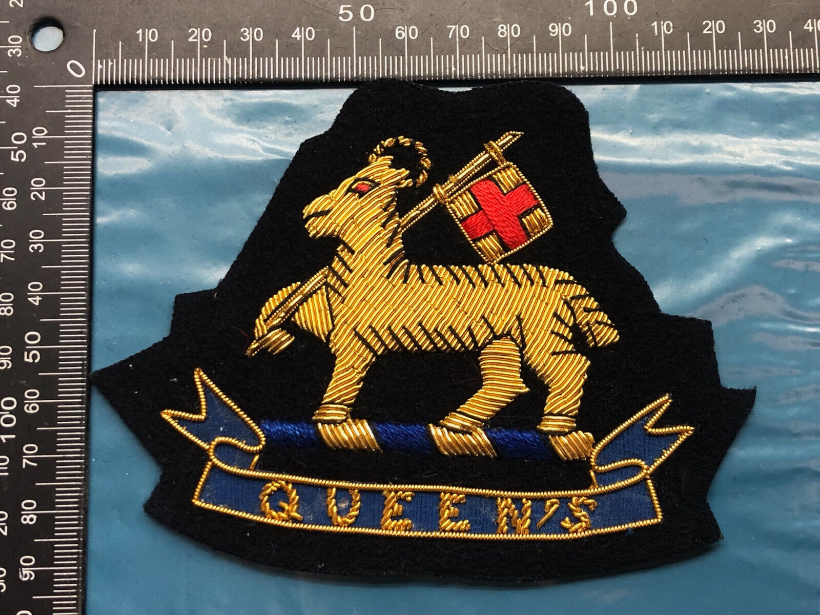 British Army Bullion Embroidered Blazer Badge - Queen's West Surrey Royal Reg - The Militaria Shop
