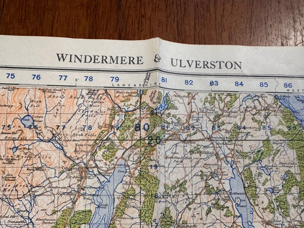Original WW2 British Army GSGS Os Map of Great Britain - Windermere & Ulverston - The Militaria Shop
