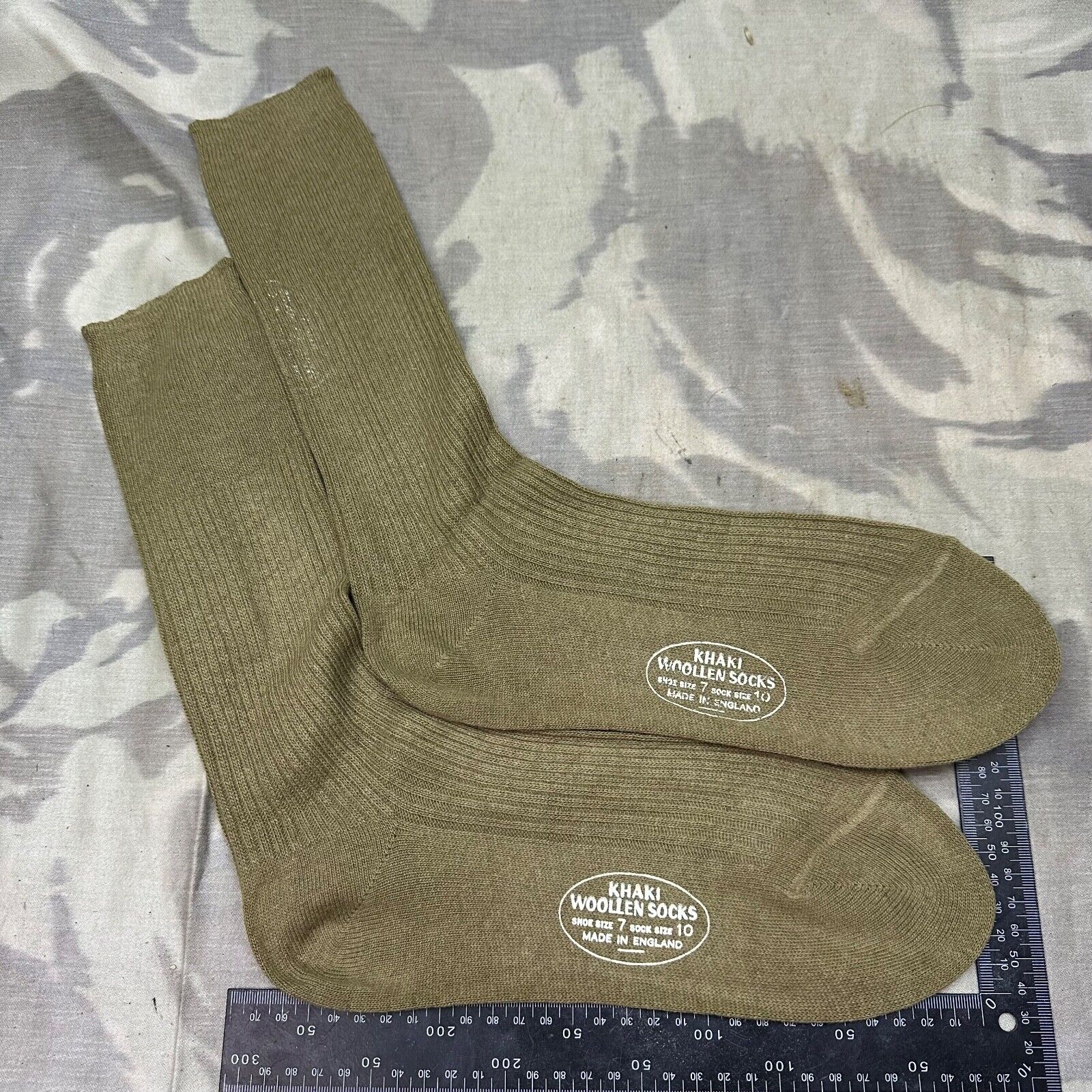 Original British Army WW2 New Old Stock Officers Wool Khaki Socks - Varied Sizes - The Militaria Shop