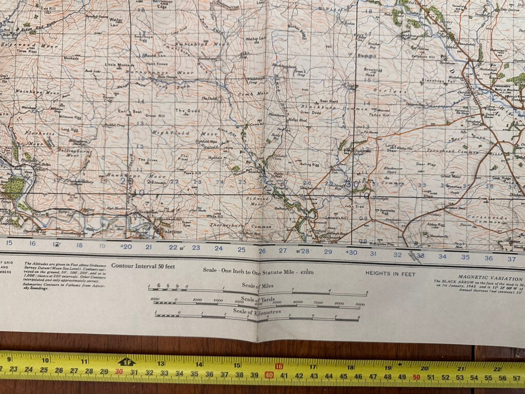 Original WW2 British Army GSGS Map of Scotland - The Cheviot Hills - The Militaria Shop