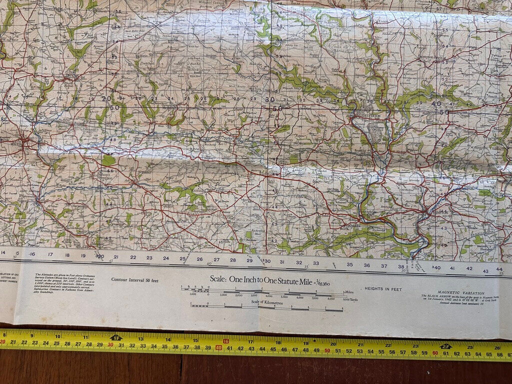 Original WW2 British Army GSGS OS Map of England & Wales - Exmoor - The Militaria Shop
