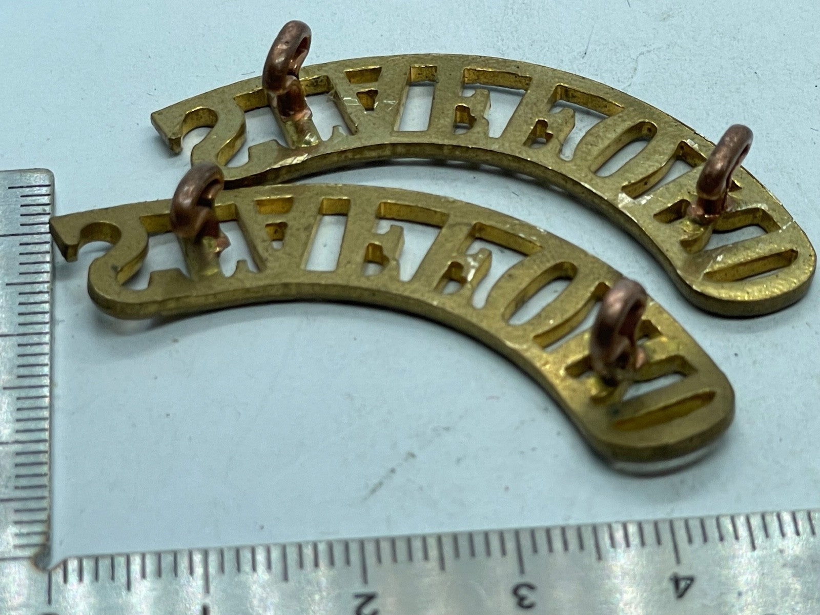 Original Pair of WW1 British Army Stafford Regiment Shoulder Titles - The Militaria Shop