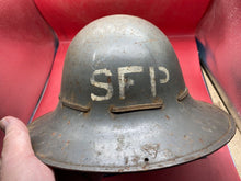 Load image into Gallery viewer, Original WW2 British Home Front SFP Supplementary Fire Party Helmet with Liner - The Militaria Shop