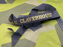 Lade das Bild in den Galerie-Viewer, Original British Royal Navy Cap Tally for HMS Claverhouse - The Militaria Shop