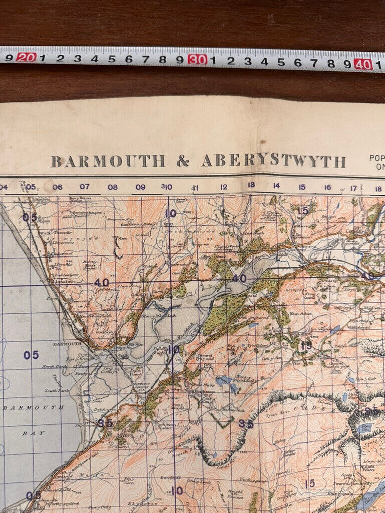 Original WW2 British Army GSGS OS Map of Great Britain - Barmouth & Aberystwtrh - The Militaria Shop