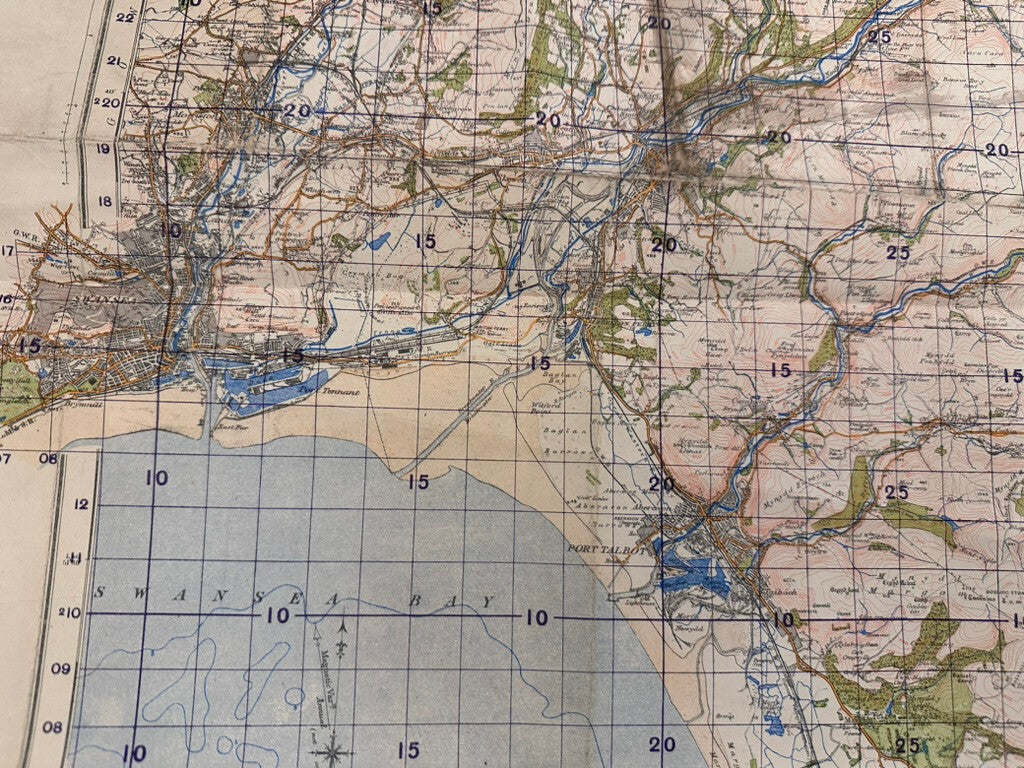 Original WW2 British Army GSGS OS Map of Great Britain - Swansea & Aberdare - The Militaria Shop