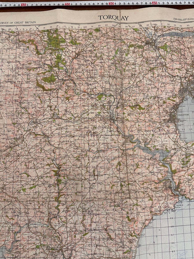 Original WW2 British Army GSGS OS Map of England - Torquay - The Militaria Shop