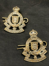 Load image into Gallery viewer, Original WW2 British Army Collar Badge Pair - Royal Army Ordnance Corps RAOC - The Militaria Shop