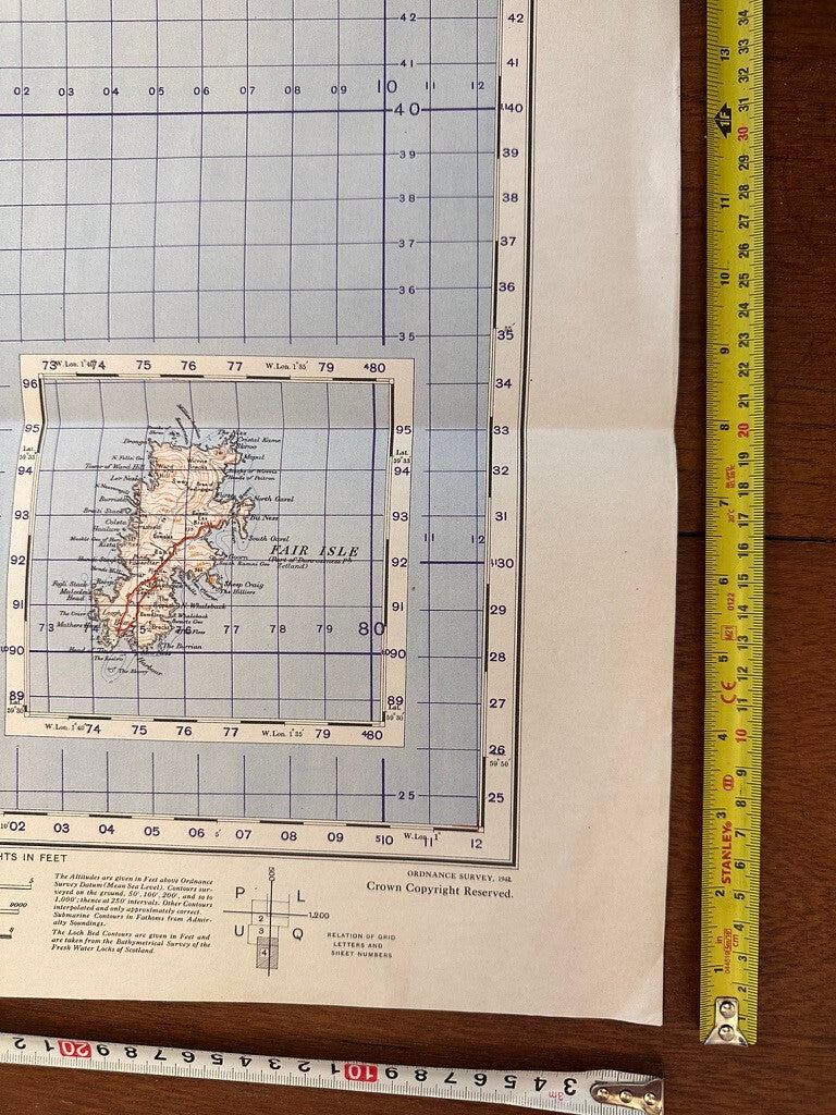 Original WW2 British Army GSGS Map of Scotland - South Mainland Shetland Islands - The Militaria Shop