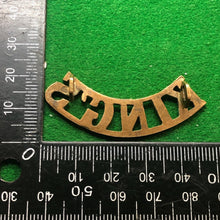 Load image into Gallery viewer, Original WW2 British Army Brass Shoulder Title - King's (Liverpool) Regiment - The Militaria Shop