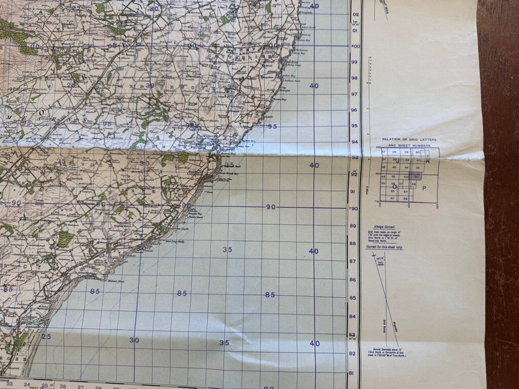 Original WW2 British Army GSGS Map of Scotland - Stonehaven & Brechin - The Militaria Shop