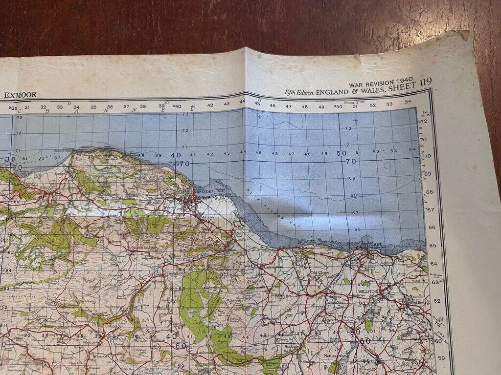 Original WW2 British Army GSGS OS Map of England & Wales - Exmoor - The Militaria Shop