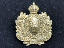 Load image into Gallery viewer, Original WW1 British Army 18th Royal Hussars Cap Badge - The Militaria Shop