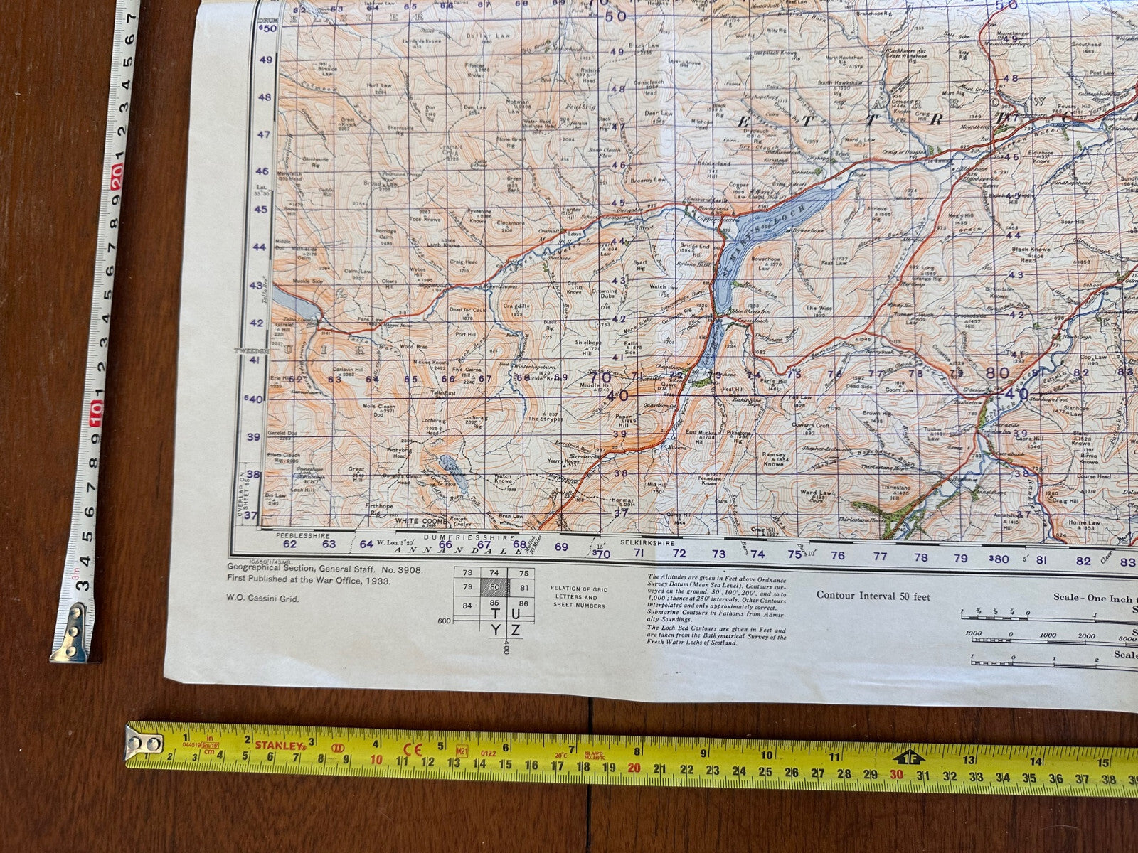 Original WW2 British Army GSGS Map of Scotland - Peebles & Galashiels - The Militaria Shop