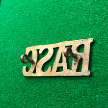 Load image into Gallery viewer, Original WW2 British Army Brass Shoulder Title - RASC Royal Army Service Corps - The Militaria Shop