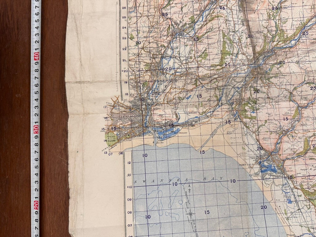 Original WW2 British Army GSGS OS Map of Great Britain - Swansea & Aberdare - The Militaria Shop