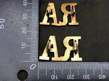 Load image into Gallery viewer, Original WW1 British Army Brass Shoulder Titles - Royal Artillery RA - The Militaria Shop
