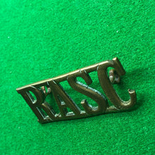 Load image into Gallery viewer, Original WW2 British Army Brass Shoulder Title - RASC Royal Army Service Corps - The Militaria Shop