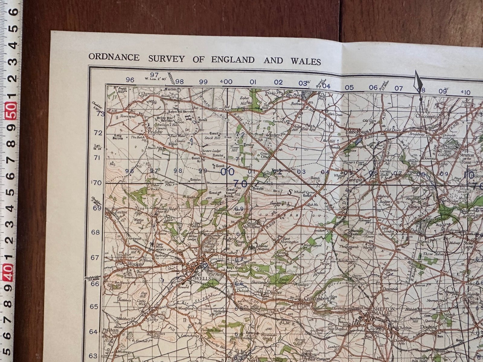Original WW2 British Army GSGS OS Map of England - Wells & Frome - The Militaria Shop