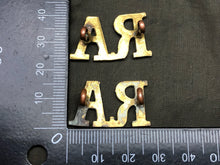 Load image into Gallery viewer, Original WW1 British Army Brass Shoulder Titles - Royal Artillery RA - The Militaria Shop