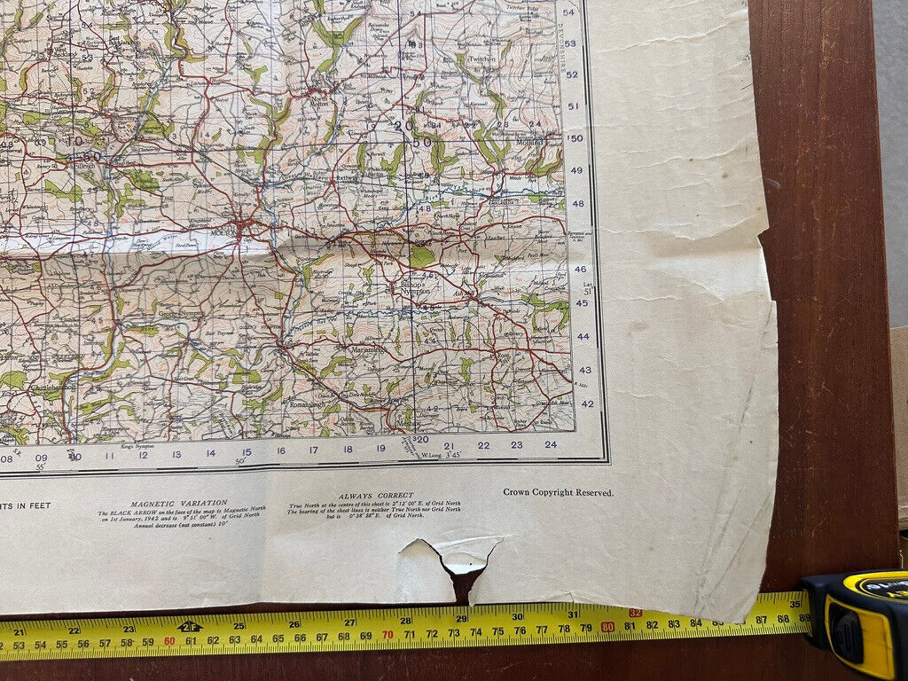 Original WW2 British Army GSGS OS Map of England & Wales - Barnstable - The Militaria Shop