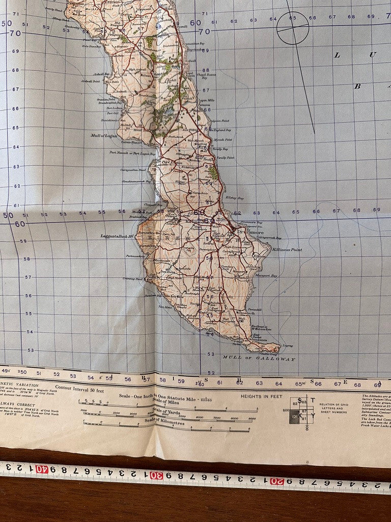 Original WW2 British Army GSGS Map of Scotland - Stranraer - The Militaria Shop
