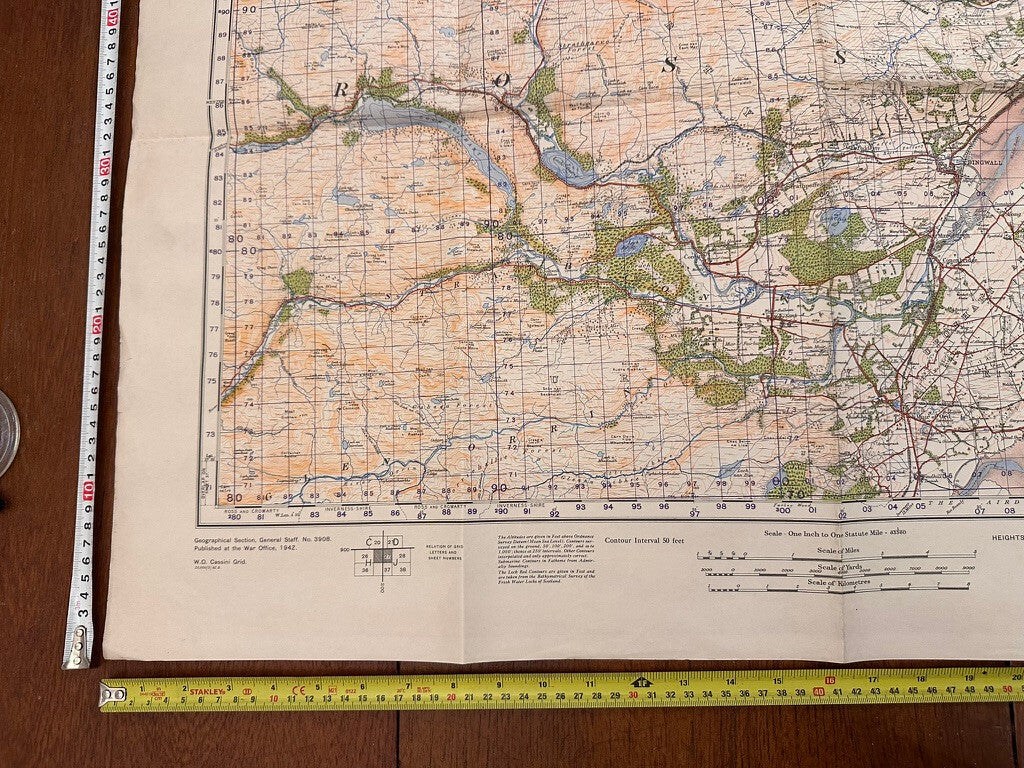 Original WW2 British Army GSGS Map of Scotland - Strathpeffer & Invergordon - The Militaria Shop