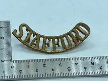 Load image into Gallery viewer, Original WW1 British Army Royal Stafford Regiment Shoulder Title - The Militaria Shop