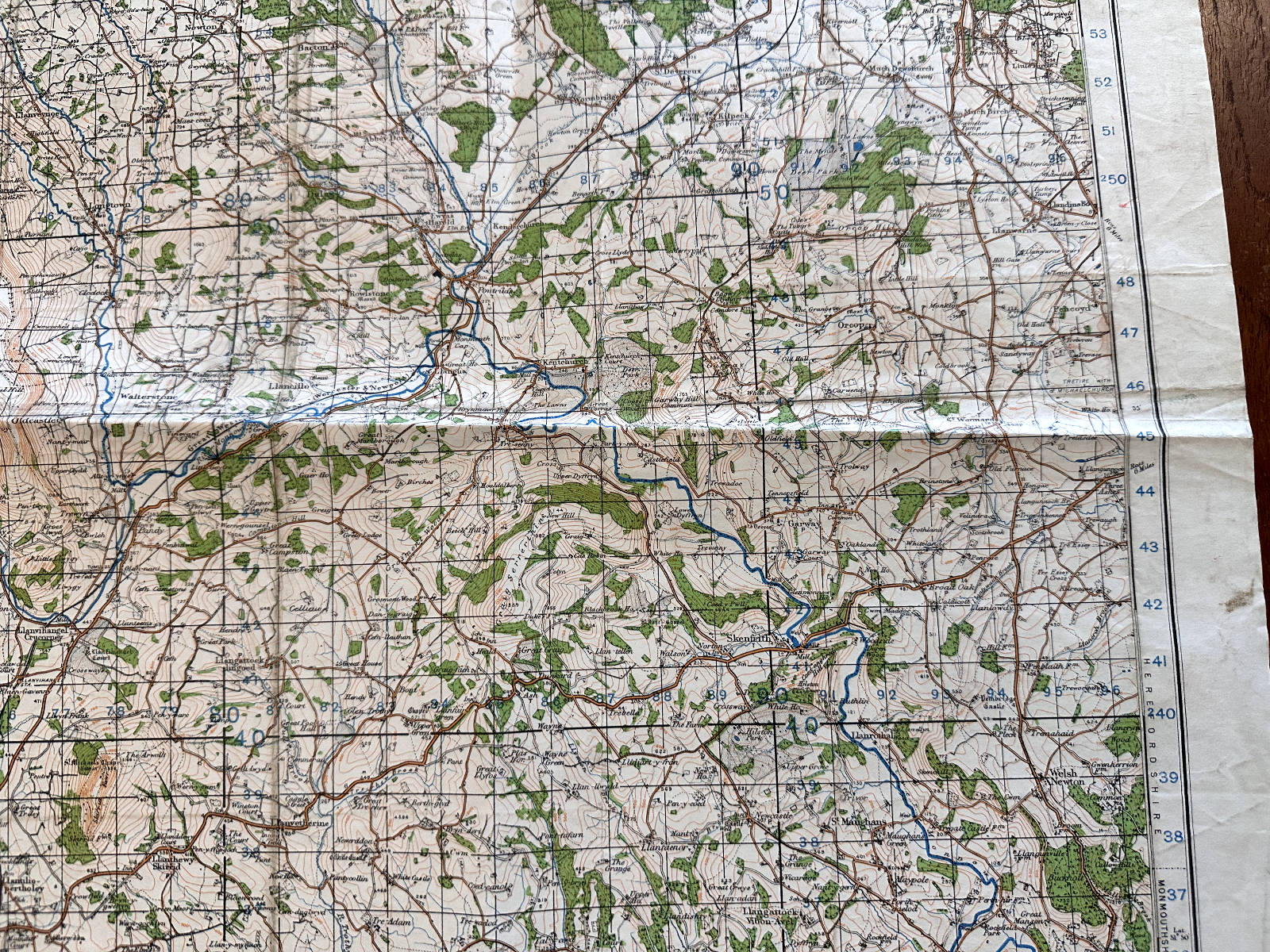 Original WW2 British Army OS Map of Great Britain - Abergavenny - The Militaria Shop