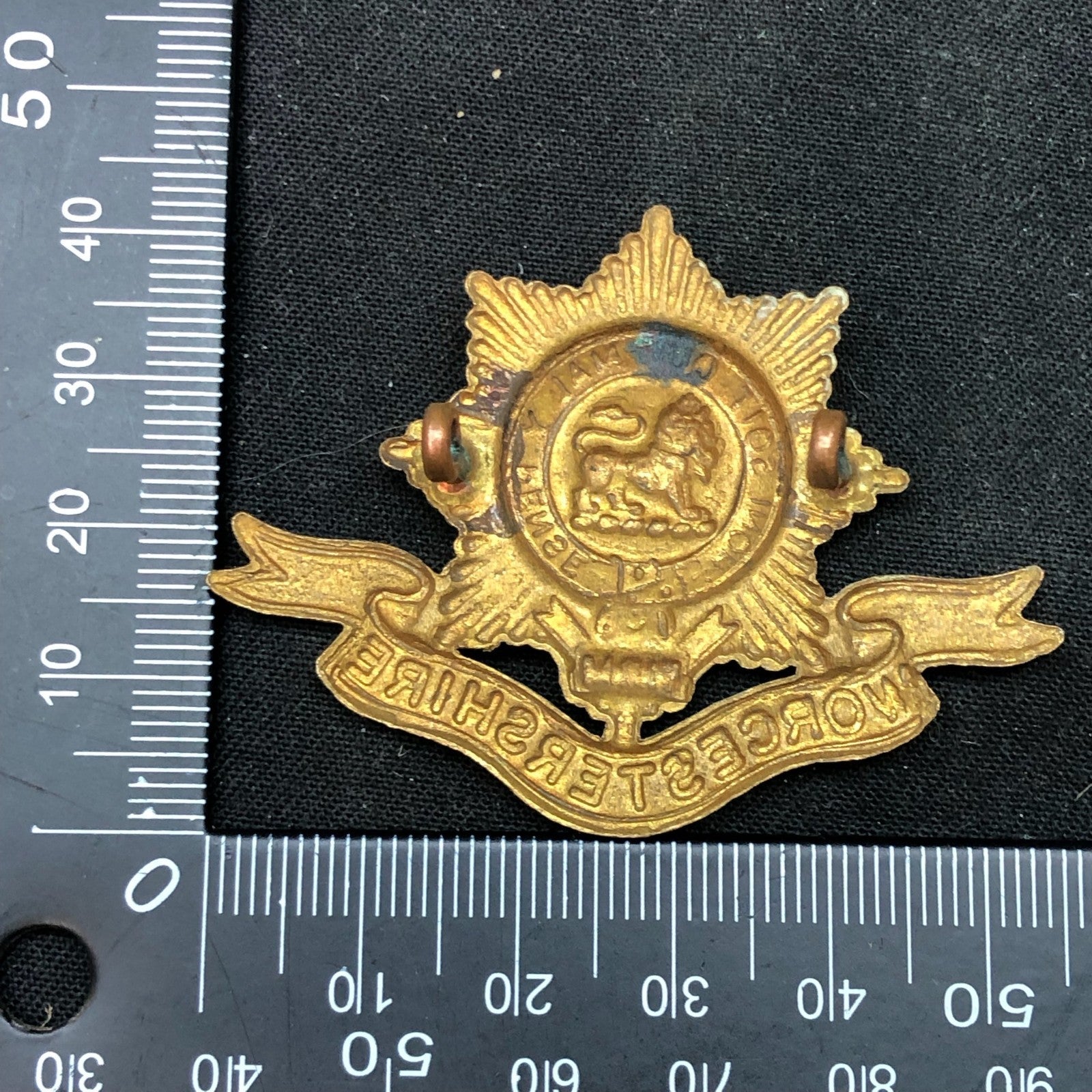 Genuine British Army Brass Cap Badge - Worcestershire Regiment - The Militaria Shop