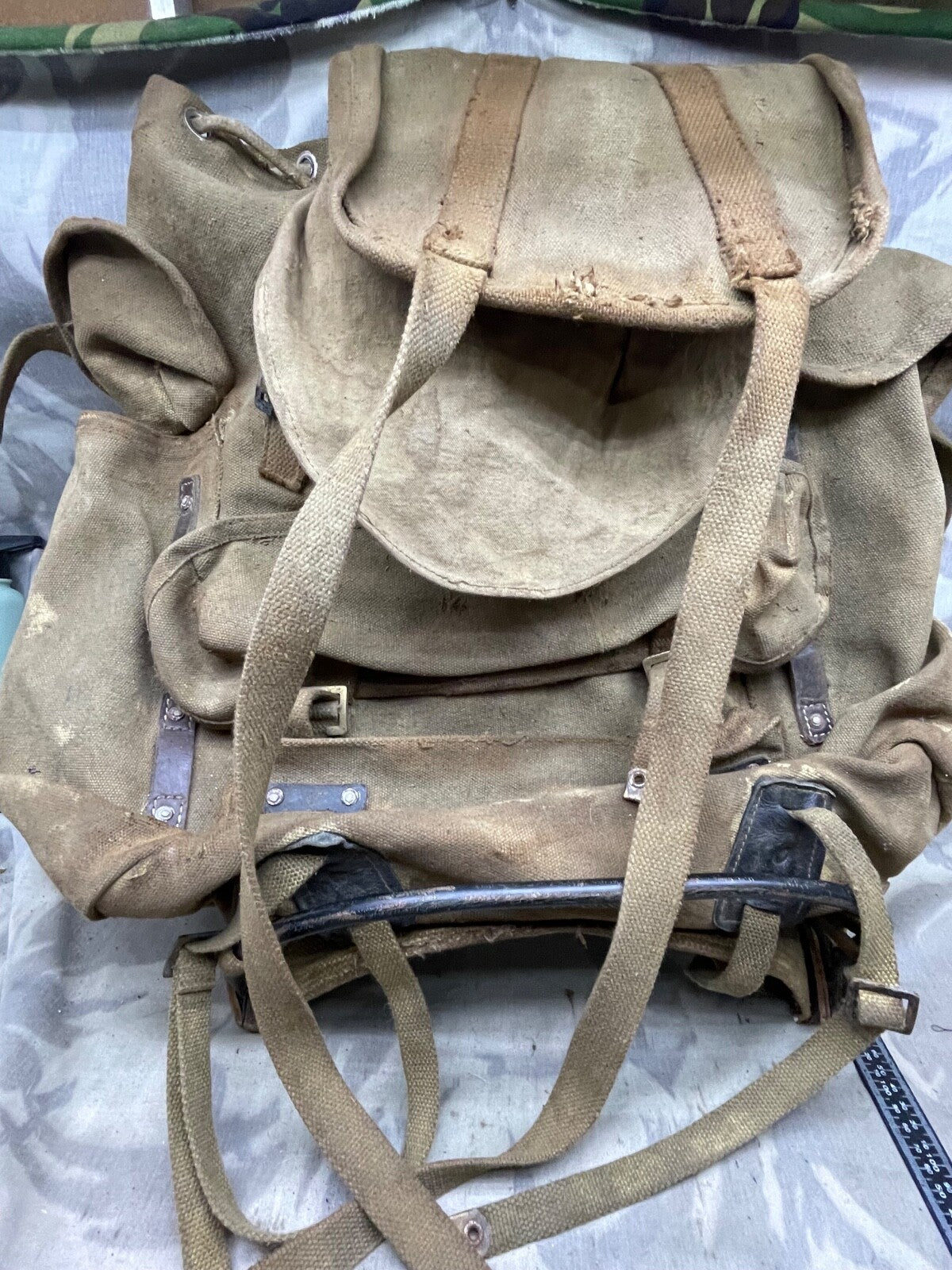 british wwii backpack pattern 37 leather straps Original WW2 British Army 37 Pattern Bergen / Rucksack with Frame