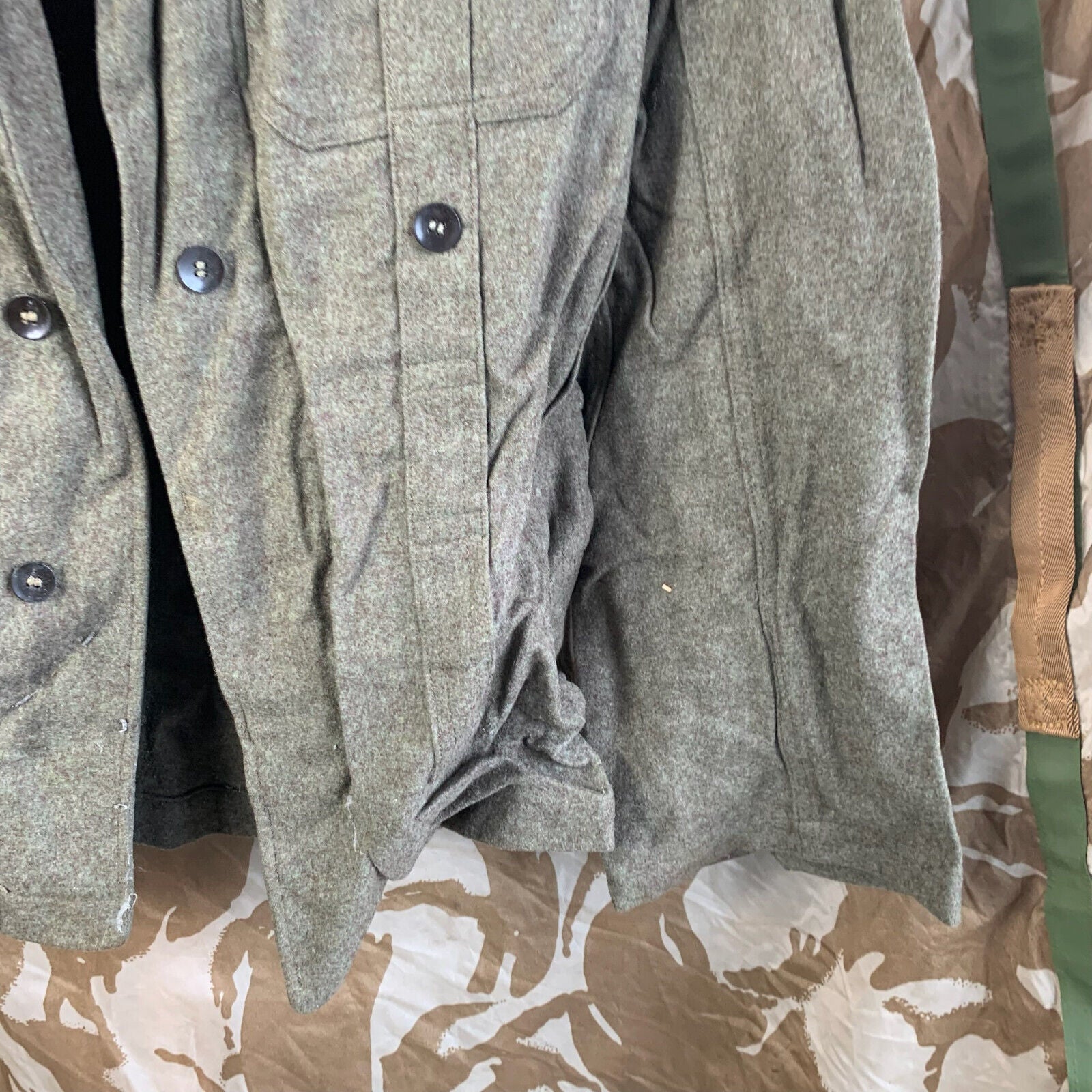 West German Field Jacket Green Wool Shirt Military Uniform Germany - 35" Chest - The Militaria Shop