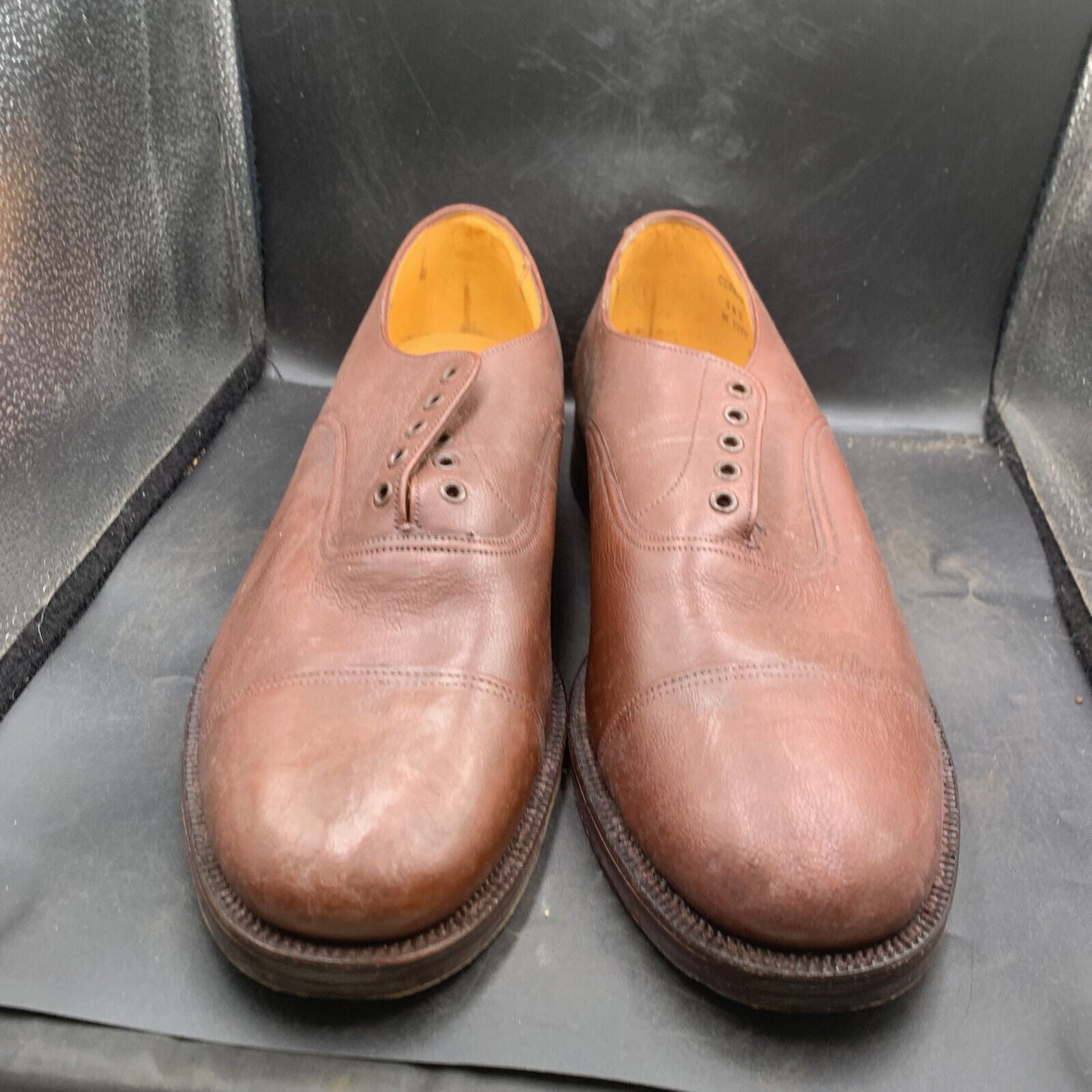 Vintage British Army Brown Leather Dress Shoes - Size UK 13 M - The Militaria Shop