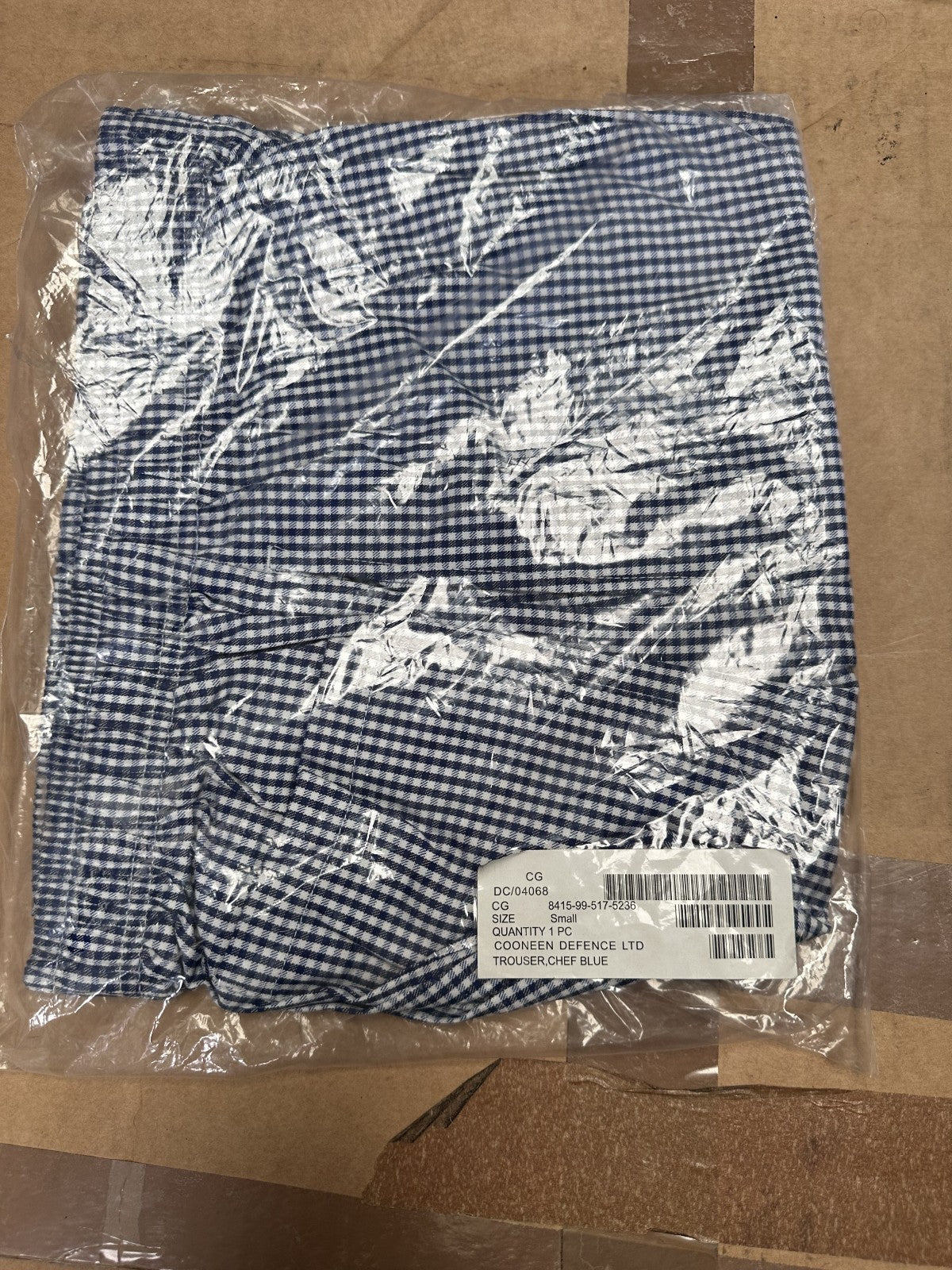 Chefs Trousers British Army Blue/White Chequered - New in Packet - Size Small - The Militaria Shop