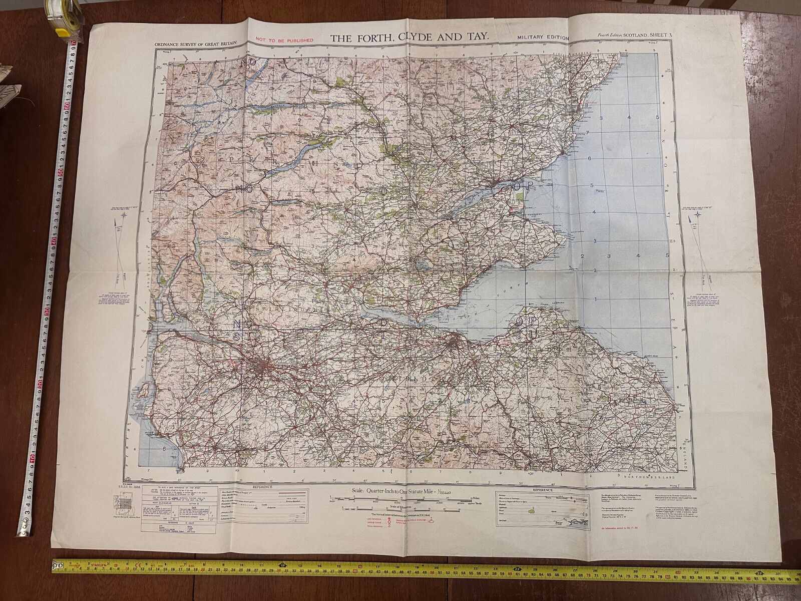 Original WW2 British Army RAF Navy Base Map of Scotland - The Forth, Clyde & Tay - The Militaria Shop