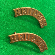 Load image into Gallery viewer, Original WW1 British Army Red Cross Brass Shoulder Titles - The Militaria Shop