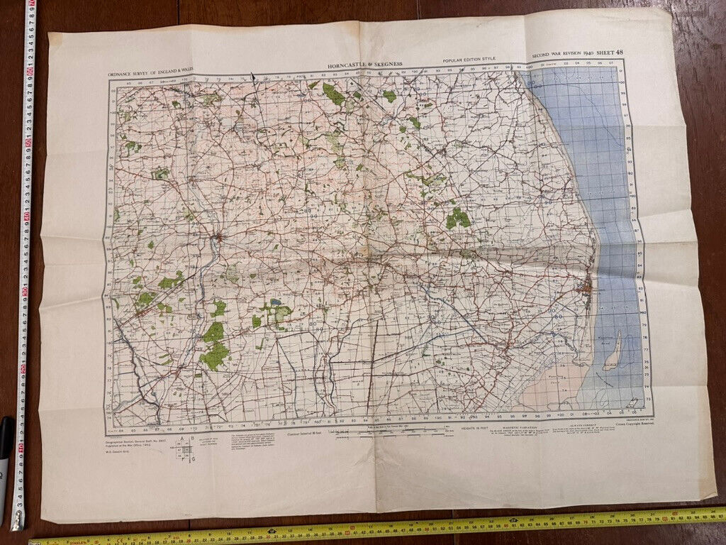 Original WW2 British Army GSGS OS Map England - Horncastel & Skegness - The Militaria Shop