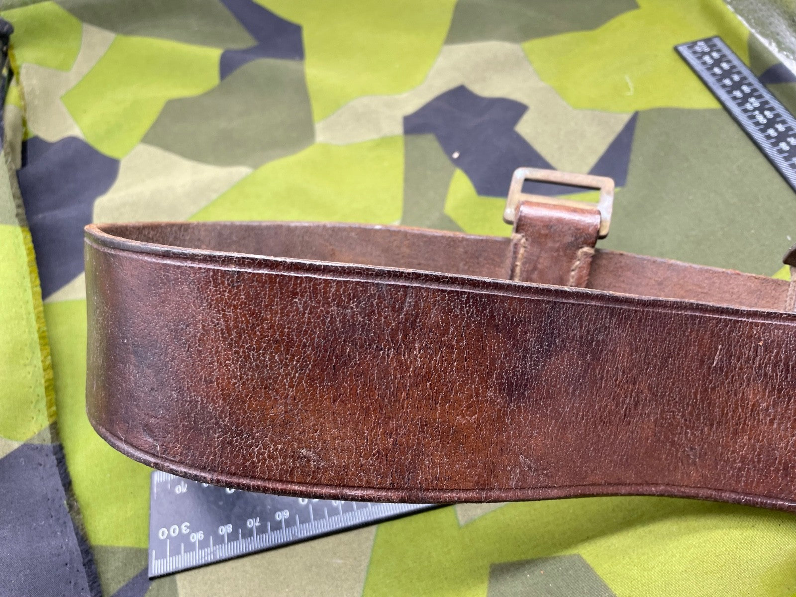Interesting British Army Victorian Leather Belt with Brass Loops - The Militaria Shop