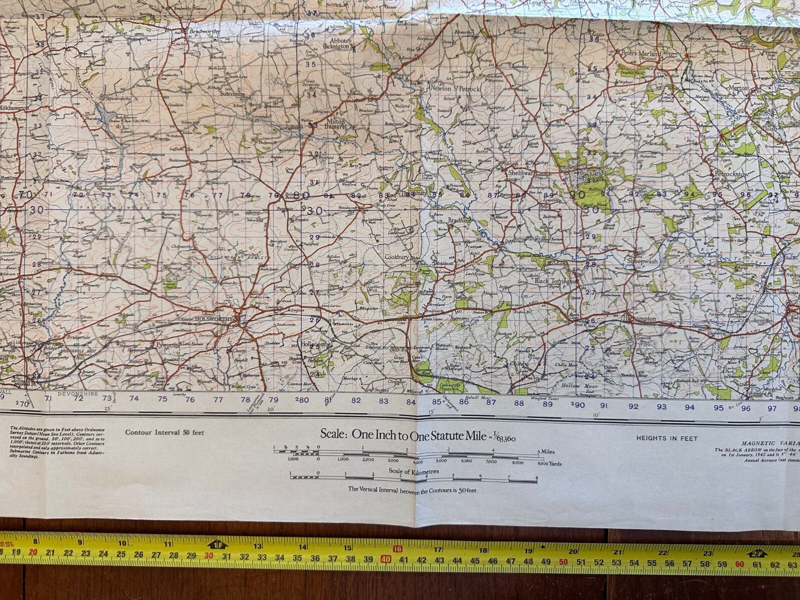 Original WW2 British Army GSGS OS Map of England - Bideford & Bude - The Militaria Shop