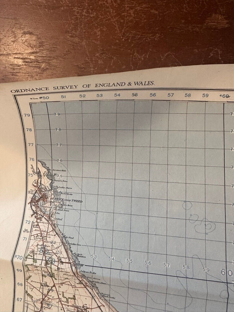 Original WW2 British Army GSGS OS Map of England & Wales - Holy Island - The Militaria Shop