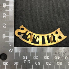 Load image into Gallery viewer, Original WW1 British Army Brass Shoulder Title - The Buffs East Kent Regiment - The Militaria Shop