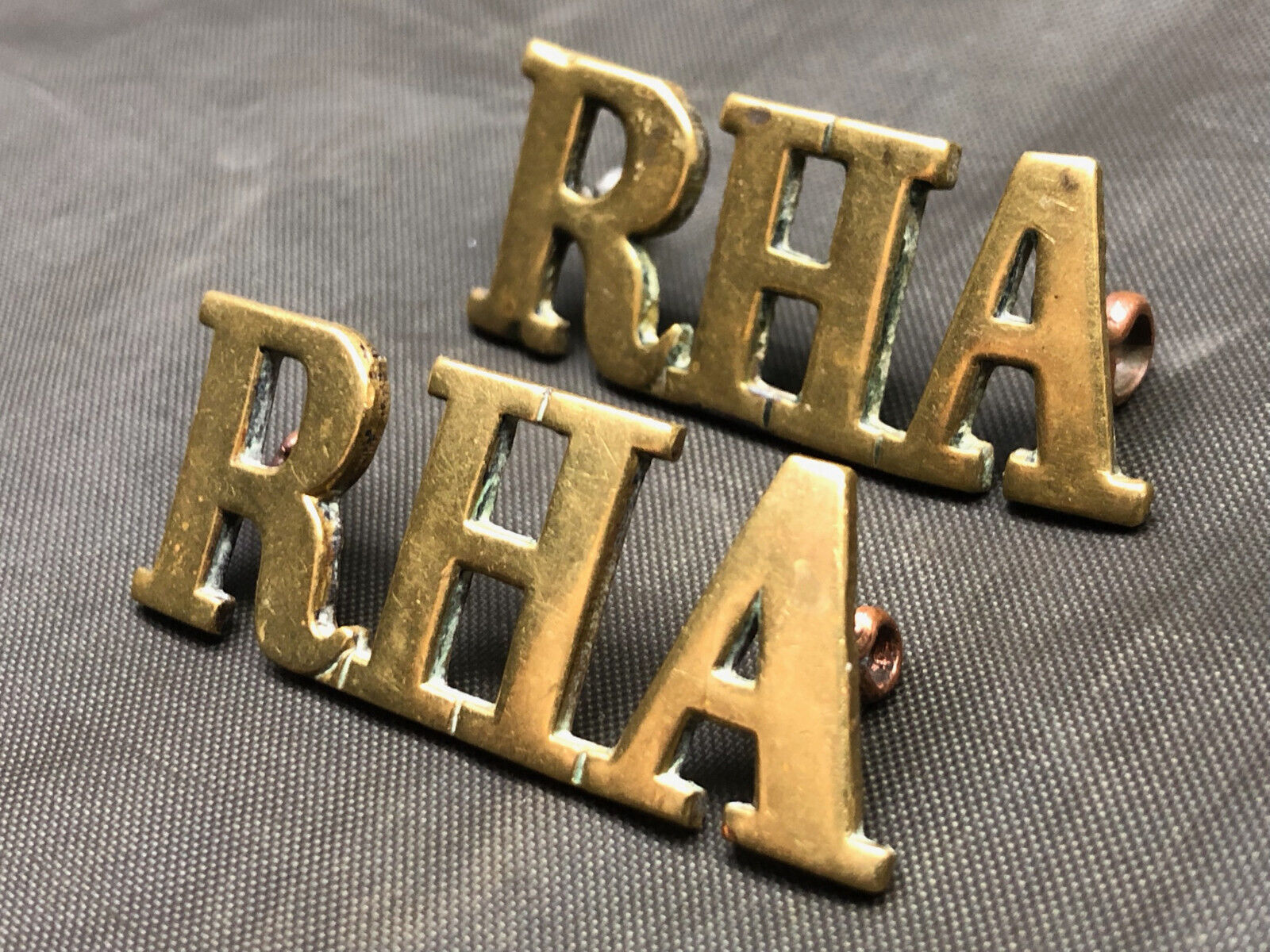 Original WW1 British Army Brass Shoulder Titles - Royal Horse Artillery RHA - The Militaria Shop