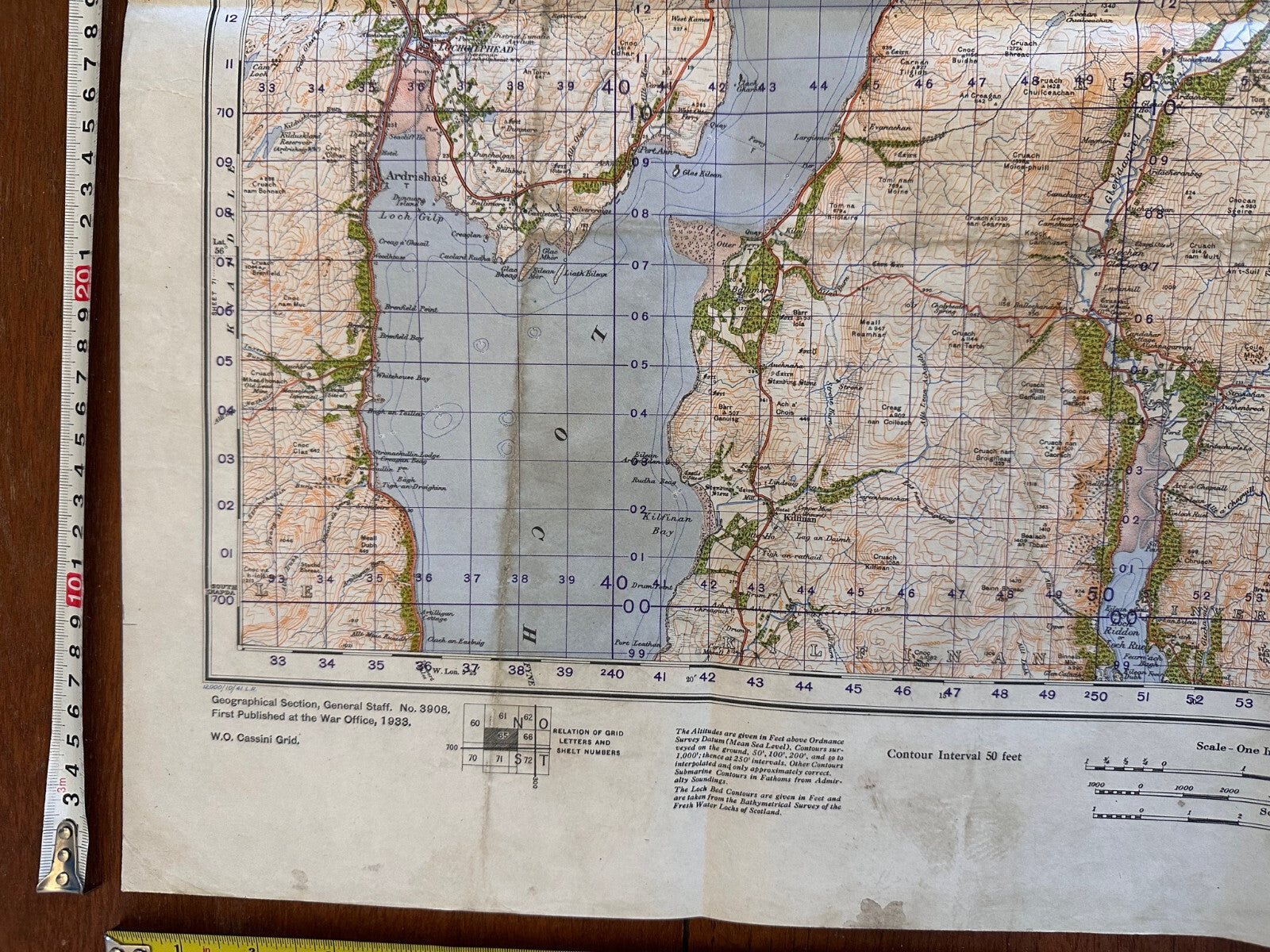 Original WW2 British Army GSGS Map of Scotland - Dunoon & Loch Fyne - The Militaria Shop