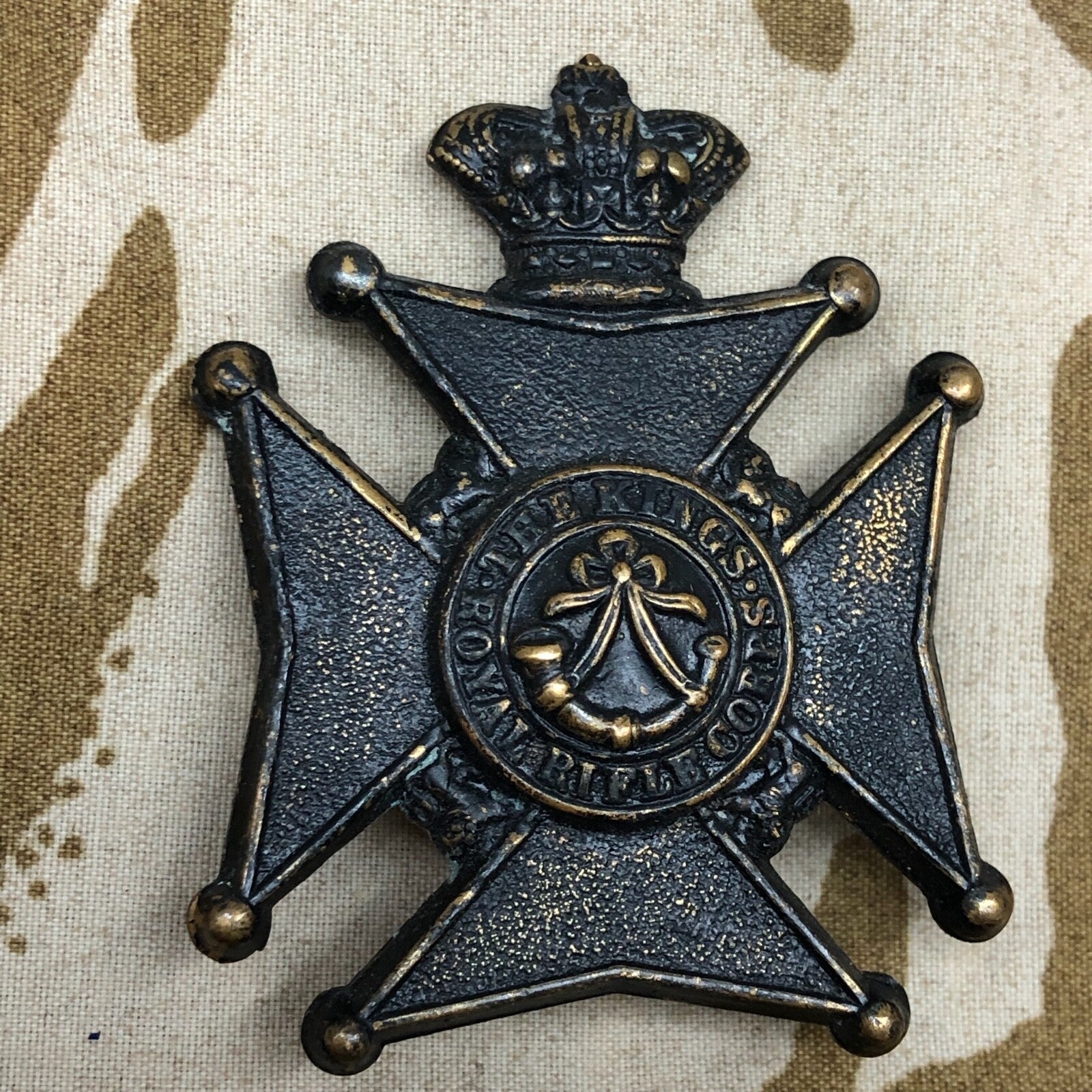 Original British Army Victorian The King's Royal Rifle Corps Regiment Cap Badge - The Militaria Shop